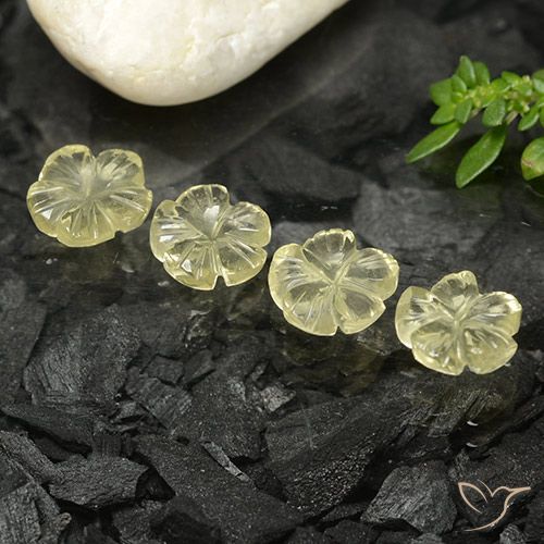 5.12ctw Naturale Giallo chiaro Quarzo, Taglio a fiore, Trasparente