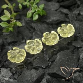 Gemme di Quarzo Giallo Ananas Chiaro naturale da 5.93 ct, Taglio a fiore, Trasparente