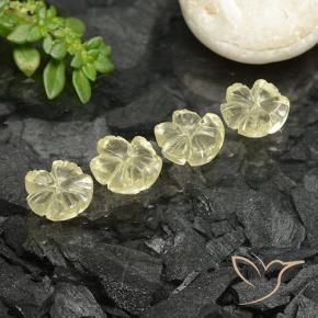 Gemme di Quarzo Giallo crema pallido naturale da 5.11 ct, Taglio a fiore, Trasparente