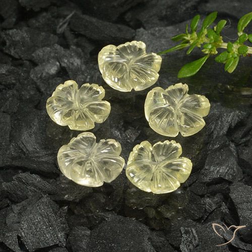 7.28ctw Naturale Giallo chiaro Quarzo, Taglio a fiore, Trasparente