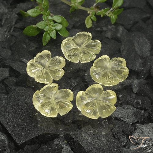 Gemme di Quarzo Giallo chiaro naturale da 8.38 ct, Taglio a fiore, Trasparente