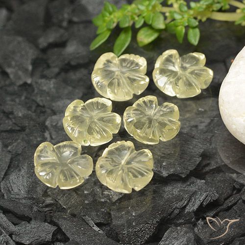 Gemme di Quarzo Giallo chiaro naturale da 10.01 ct, Taglio a fiore, Trasparente
