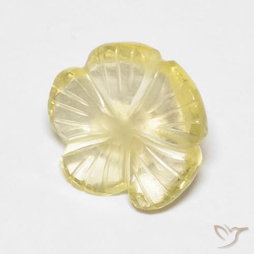 Quarzo Giallo crema pallido naturale da 3.07 ct, Taglio a fiore, Trasparente