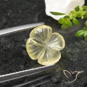 Quarzo Giallo verdastro naturale da 2.56 ct, Taglio a fiore, Trasparente