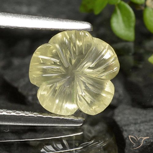 2.26ct Naturale Giallo crema pallido Quarzo, Taglio a fiore, Trasparente
