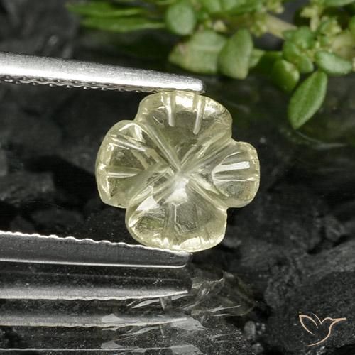 1.22ct Naturale Giallo pallido Quarzo, Taglio a fiore, Trasparente