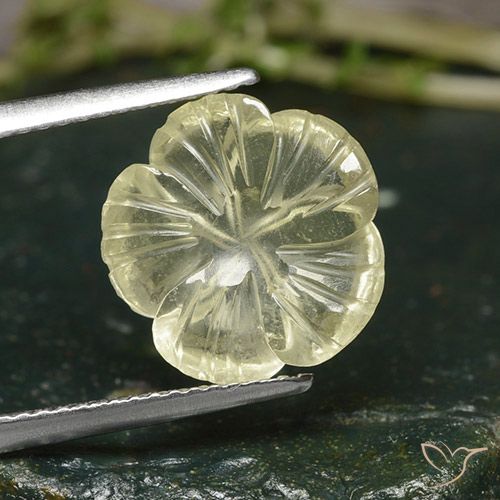 Quarzo Giallo medio naturale da 4.25 ct, Taglio a fiore, Trasparente