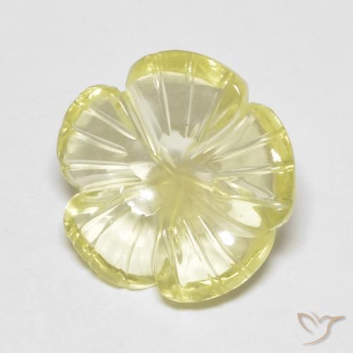 Quarzo Medium Light-Yellow naturale da 3.80 ct, Taglio a fiore, Trasparente