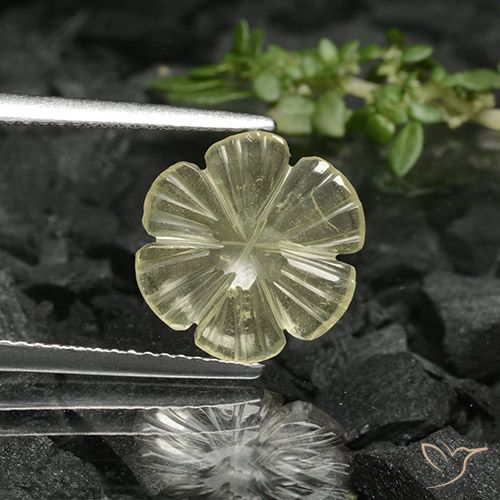 1.68ct Naturale Giallo medio Quarzo, Taglio a fiore, Trasparente