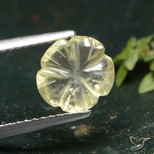 1.55ct Naturale Giallo medio Quarzo, Taglio a fiore, Trasparente
