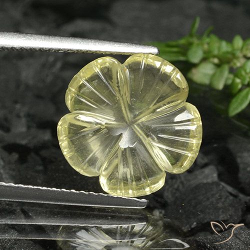 4.17ct Naturale Giallo medio Quarzo, Taglio a fiore, Trasparente