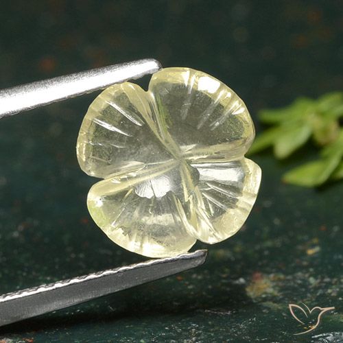 1.76ct Naturale Giallo crema pallido Quarzo, Taglio a fiore, Trasparente