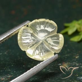 Quarzo Giallo crema pallido naturale da 1.76 ct, Taglio a fiore, Trasparente