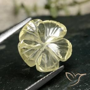Quarzo Giallo crema pallido naturale da 3.47 ct, Taglio a fiore, Trasparente
