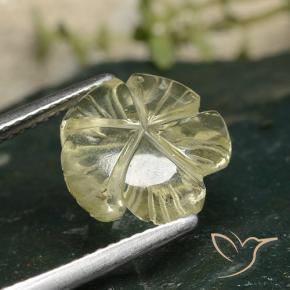 Quarzo Giallo crema pallido naturale da 3.47 ct, Taglio a fiore, Trasparente