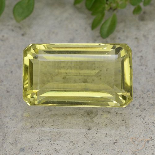 Quarzo Giallo verde naturale da 10.23 ct, Taglio smeraldo, VVS-VS