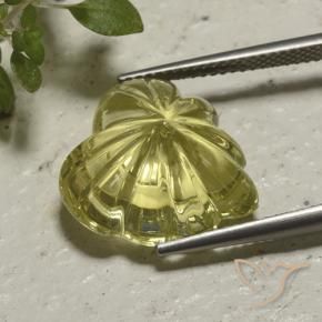 Quarzo Giallo medio naturale da 12.42 ct, Taglio a fiore, Trasparente