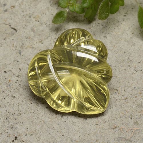 9.29ct Naturale Giallo morbido Quarzo, Taglio a fiore, Trasparente