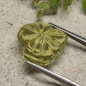 Quarzo Giallo morbido naturale da 9.29 ct, Taglio a fiore, Trasparente