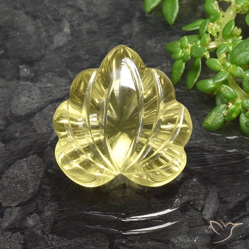 8.86ct Naturale Giallo Ananas Chiaro Quarzo, Taglio a fiore, Trasparente