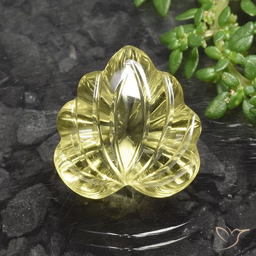 10.17ct Naturale Giallo pallido Quarzo, Taglio a fiore, Trasparente
