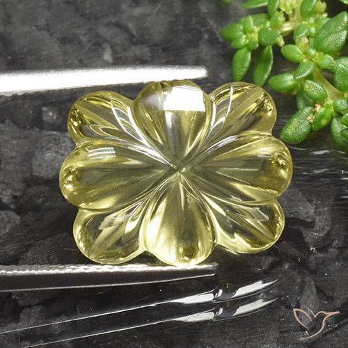 9.11ct Naturale Giallo medio-chiaro Quarzo, Taglio a fiore, Trasparente