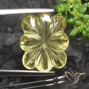 Quarzo Giallo medio-chiaro naturale da 9.11 ct, Taglio a fiore, Trasparente