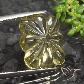 Quarzo Giallo medio-chiaro naturale da 9.11 ct, Taglio a fiore, Trasparente