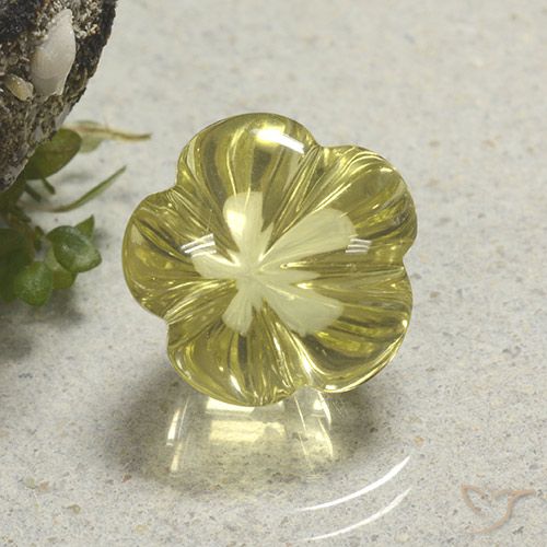 9.60ct Naturale Giallo medio-chiaro Quarzo, Taglio a fiore, Trasparente