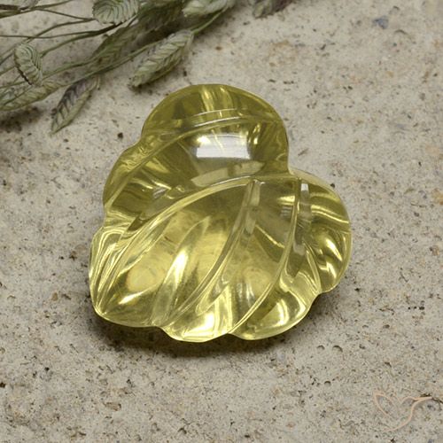 7.48ct Naturale Giallo pallido Quarzo, Taglio a fiore, Trasparente
