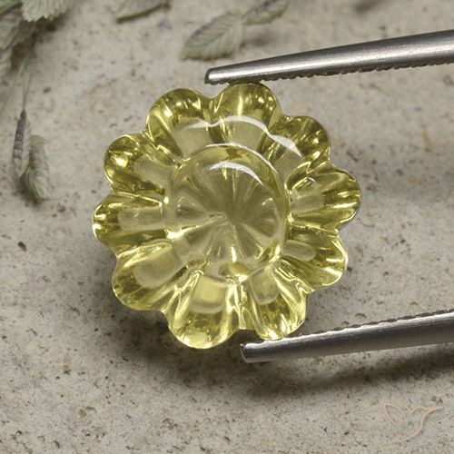 6.19ct Naturale Giallo pallido Quarzo, Taglio a fiore, Trasparente