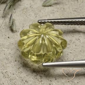 Quarzo Giallo pallido naturale da 6.19 ct, Taglio a fiore, Trasparente