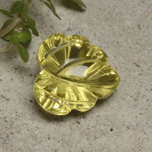 7.41ct Naturale Giallo medio-chiaro Quarzo, Taglio a fiore, Trasparente