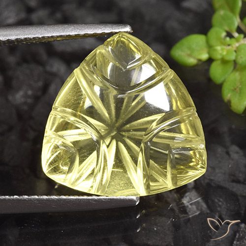 9.06ct Naturale Giallo chiaro Quarzo, Taglio trillion, Trasparente