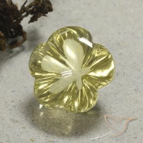 Quarzo Giallo chiaro naturale da 13.66 ct, Taglio a fiore, Trasparente