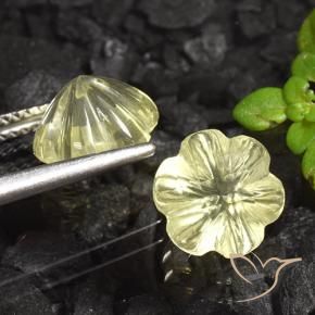 Gemme di Quarzo Limone giallo naturale da 5.15 ct, Taglio a fiore, Trasparente