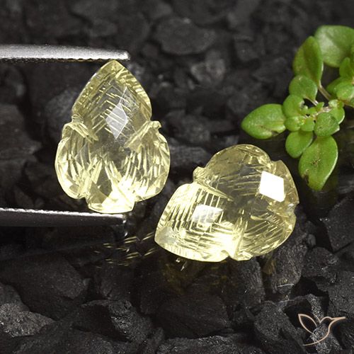 9.49ctw Naturale Giallo medio-chiaro Quarzo, Taglio a fiore, Trasparente