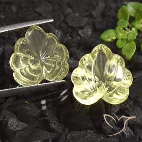 Gemme di Quarzo Giallo chiaro naturale da 14.91 ct, Taglio a fiore, Trasparente