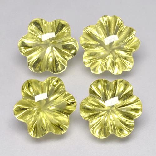 Gemme di Quarzo Giallo verdastro naturale da 15.85 ct, Taglio a fiore, Trasparente