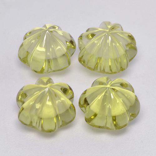 Gemme di Quarzo Giallo verdastro naturale da 15.85 ct, Taglio a fiore, Trasparente
