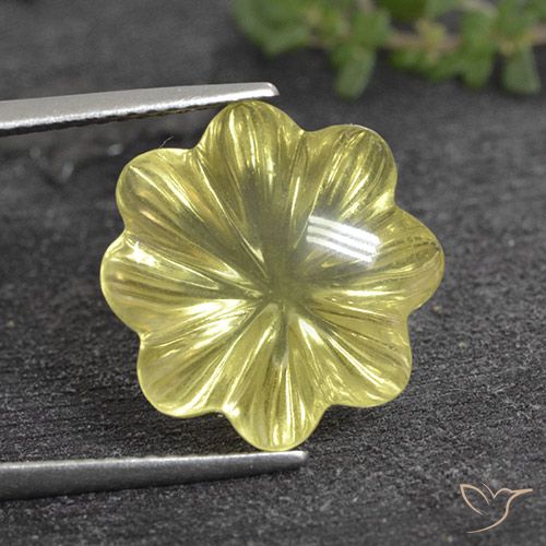 9.33ct Naturale Giallo Ananas Chiaro Quarzo, Taglio a fiore, Trasparente
