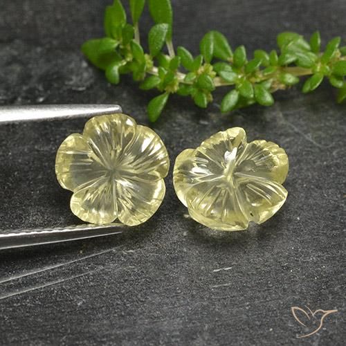 4.28ctw Naturale Giallo pallido Quarzo, Taglio a fiore, Trasparente