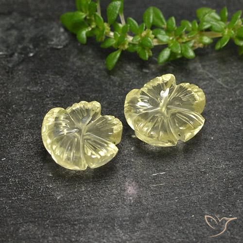 Gemme di Quarzo Giallo pallido naturale da 4.28 ct, Taglio a fiore, Trasparente