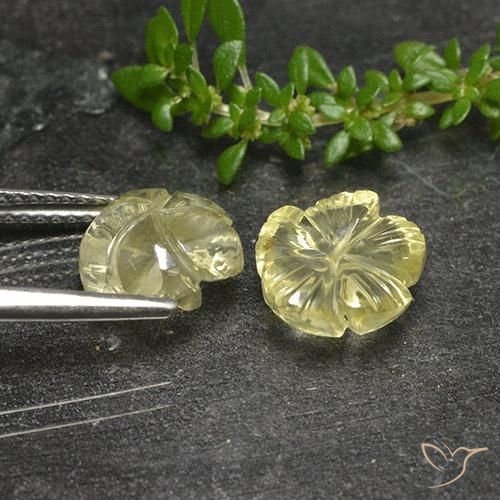 Gemme di Quarzo Giallo pallido naturale da 4.28 ct, Taglio a fiore, Trasparente