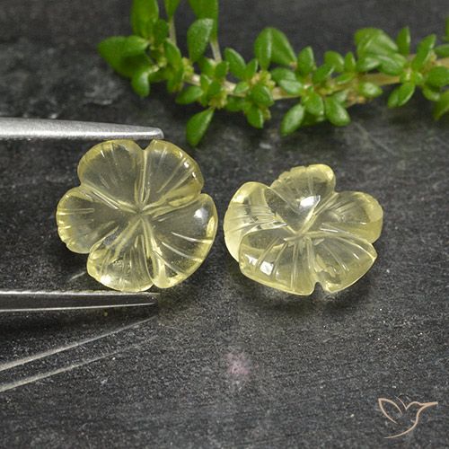 3.99ctw Naturale Giallo pallido Quarzo, Taglio a fiore, Trasparente, Photo A