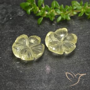 Gemme di Quarzo Giallo pallido naturale da 3.99 ct, Taglio a fiore, Trasparente