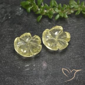 Gemme di Quarzo Giallo pallido naturale da 3.87 ct, Taglio a fiore, Trasparente