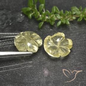Gemme di Quarzo Giallo pallido naturale da 3.87 ct, Taglio a fiore, Trasparente