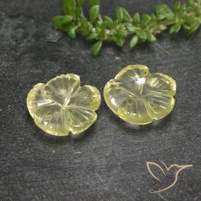 Gemme di Quarzo Giallo pallido naturale da 5.52 ct, Taglio a fiore, Trasparente
