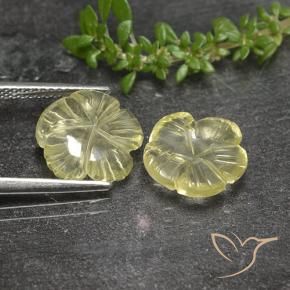 Gemme di Quarzo Giallo pallido naturale da 5.52 ct, Taglio a fiore, Trasparente
